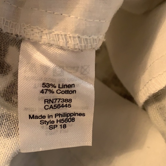 J Crew 4 black and white print linen blend scallop trim - Picture 5 of 5